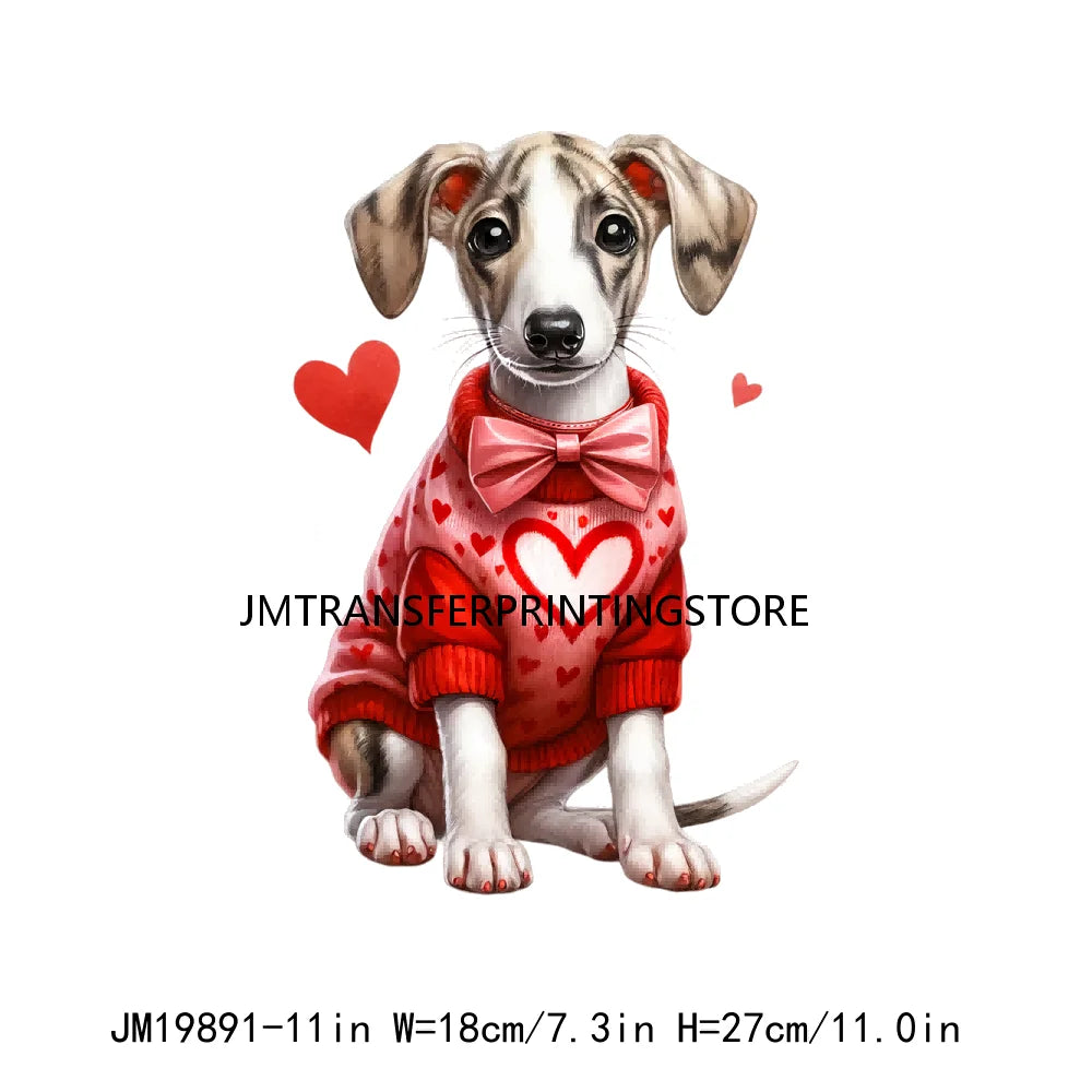 Puppy Valentine's Day Animal Love Cute Dog Heat Press Iron On DTF Heat Transfers Stickers Ready To Press For Shirts