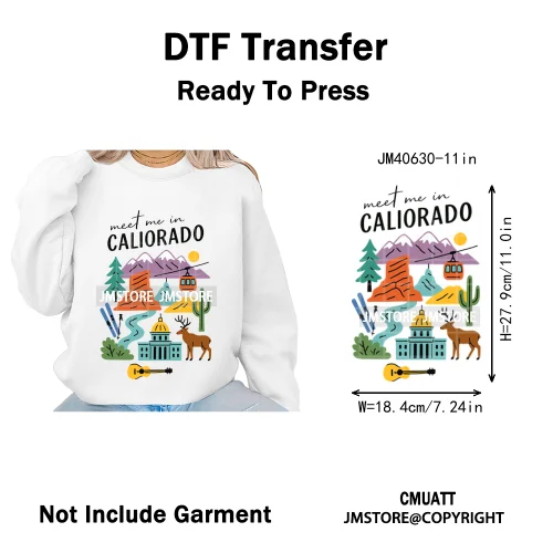 Retro American Citycape Scenery Badge States Lover Designs Iron on DTF Washable Transfers Stickers Ready to Press for Clothing