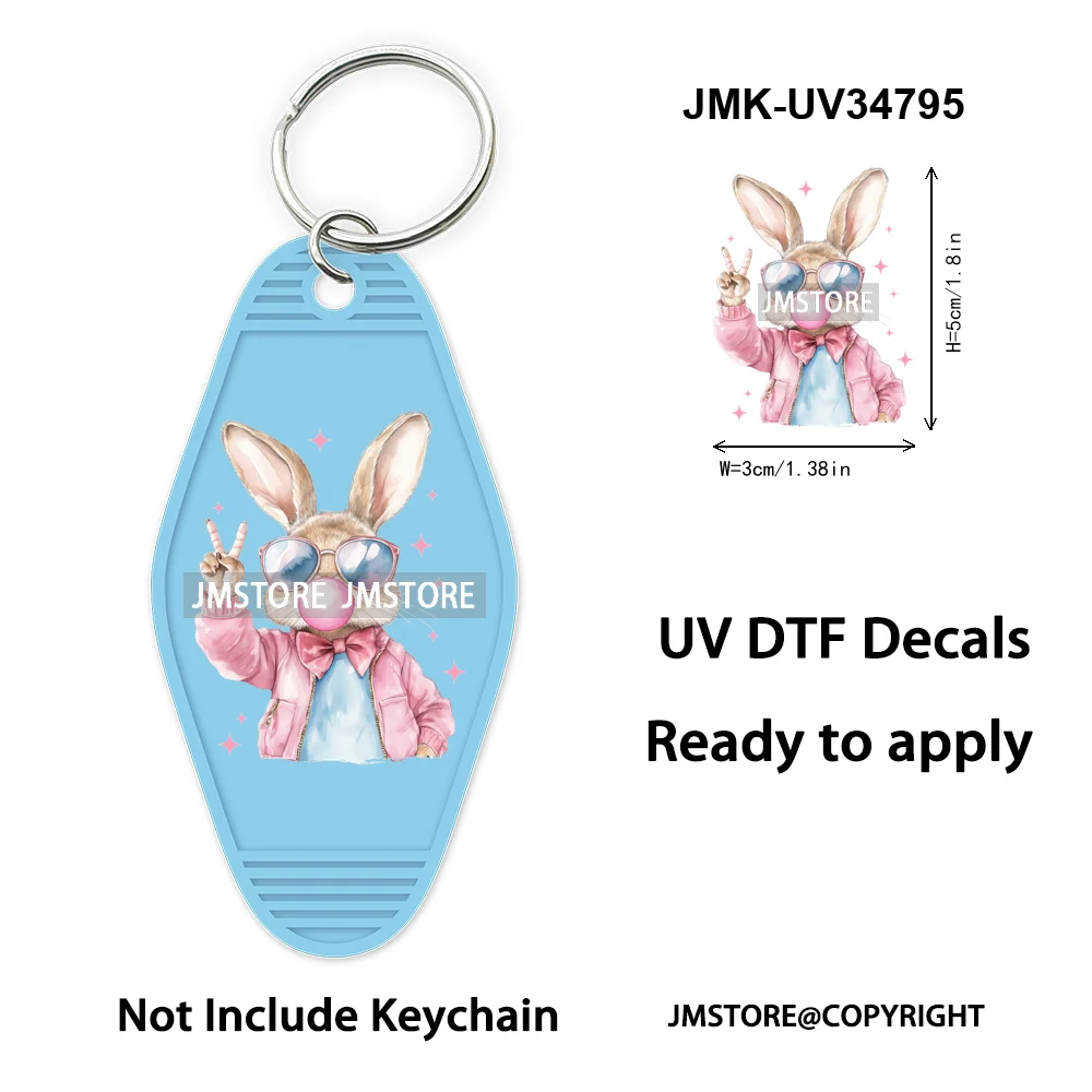 Cotton Tail Coffee Club Coquette Easter Bunny Eggs Trendy Easter Religious WaterProof UV DTF Sticker For Motel Hotel Keychain