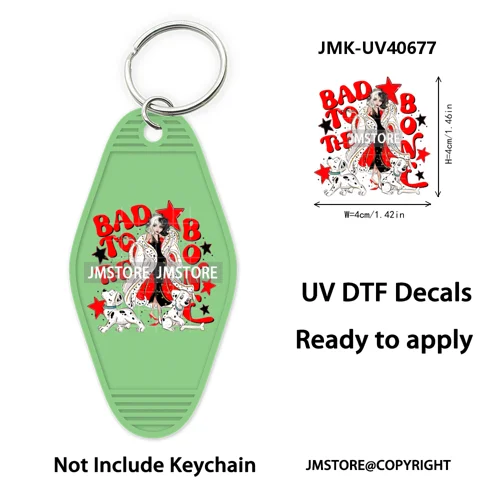 Horror Movie Characters Halloween Mom UV DTF Motel Keychain Wraps Ready To Apply Waterproof High Quality Hotel Keychain Decals