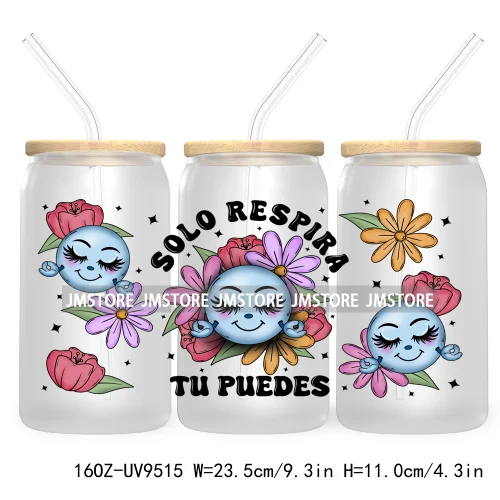 Cafecito Fall Latina Halloween 16OZ UV DTF Cup Wrap Transfer Stickers Custom Labels Durable Waterproof Logo For Libbey Glass Can