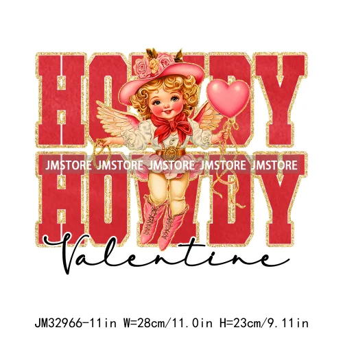 Happy Valentine's Day Western Cupid Vibes Coquette Heart Love Season Iron On DTF Transfer Stickers Ready To Press For Clothing