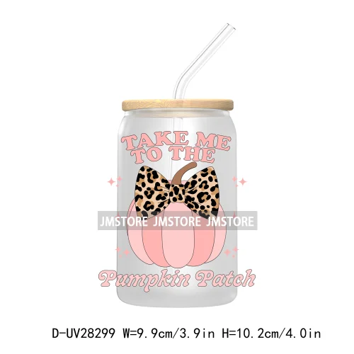 Halloween Autumn Girly Coquette Bow Pumpkin UV DTF Transfer Stickers Decals For Libbey Cold Cups Mugs Tumbler Fall Thanksgiving