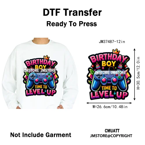 12in Graffiti Hip Hop Music Rap King Lover Video Pro Games Iron on Diy DTF Thermal Transfer Stickers Ready to Press for Clothing