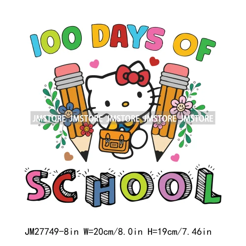 Cartton Animal Happy In My 100 Days Of School Era Books Teacher DTF Iron On Transfers Stickers Ready To Press For T-shirts Bags