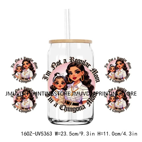 Mother's Day Daughter Son Latina Mexican Mama 16OZ UV DTF Cup Wrap Transfer Sticker Custom Waterproof Logo For Libbey Glass Can