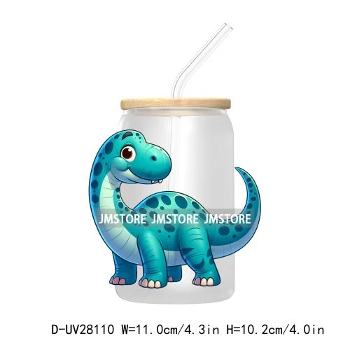 Cute Baby Dinosaur Kids Gift UV DTF Transfer Stickers Decals For Libbey Cold Cups Mugs Tumbler Waterproof Craft Cartoon Animals