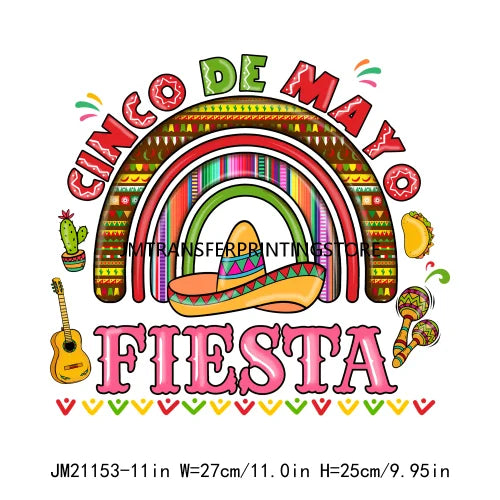 Cinco De Mayo Sugar Skull Let's Fiesta Designs Taco Tuesday Squad Mexican Party Tis The Season DTF Transfer Stickers For Clothes