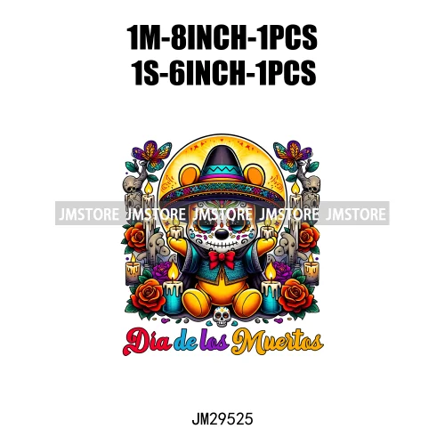 Dia De Los Muertos Mexicao Concha Ghost Cartoon Hispanic Halloween Iron On DTF Transfers Stickers Ready To Press For Clothing