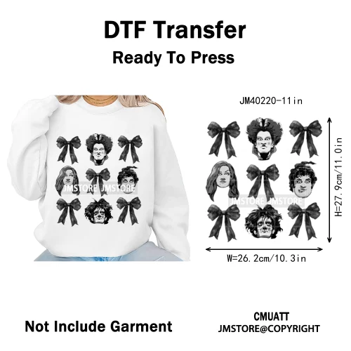 Horror Halloween Movie Witches Social Club Thug Life Coquette Iron on DTF Washable Transfers Stickers Ready to Press for Textile