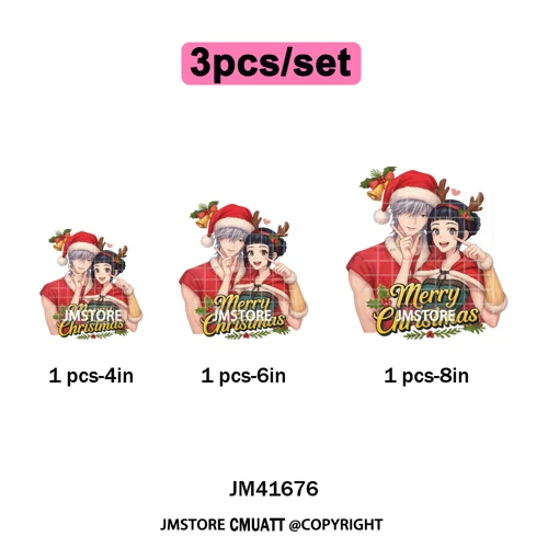 Christmas Kpop Holiday Idol Santa Holly Jolly Merry Christmas Iron on DTF Washable Transfers Stickers Ready to Press for Textile
