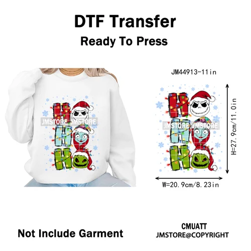 Cartoon Movie Friends Coquette Merry Christmas Sandy Claws Iron on Washable DTF Heat Transfer Sticker Ready to Press for Hoodies