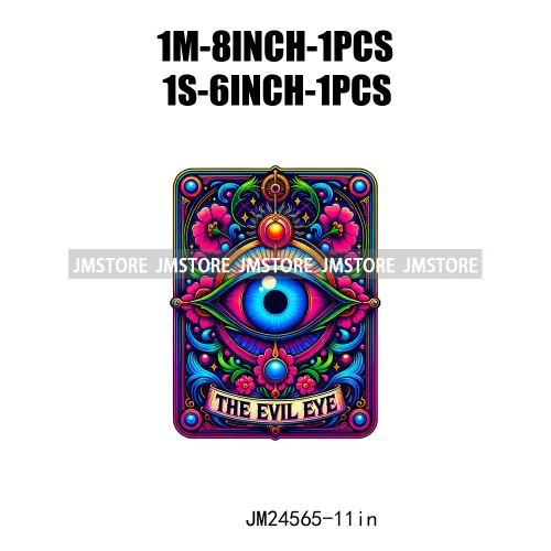 3d Evil Eye Tarot Cards Latina Mexican Culture Floral Thermal Decals DTF Iron On Transfers Stickers Ready To Press For Clothes