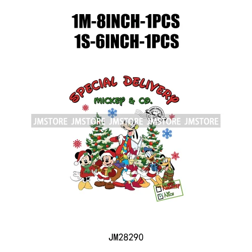 Special Delivery Characters Cartoon Santa Claus Christmas Gift Iron On DTF Transfers Stickers Ready To Press For Clothes