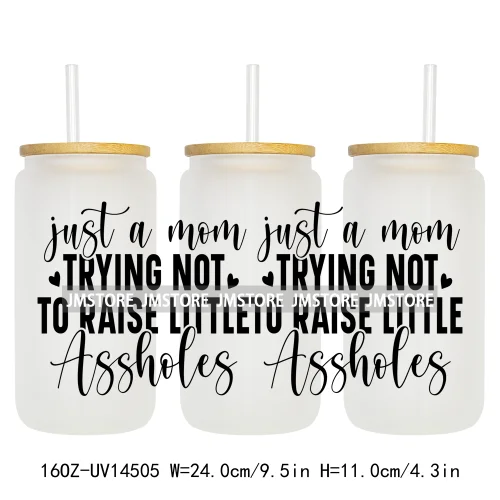 Girl Boy Mom Funny Quotes UV DTF Stickers Ready to Transfer Cup Wrap Custom Labels DIY Craft For Libbey Can Glass Tumblers Mugs