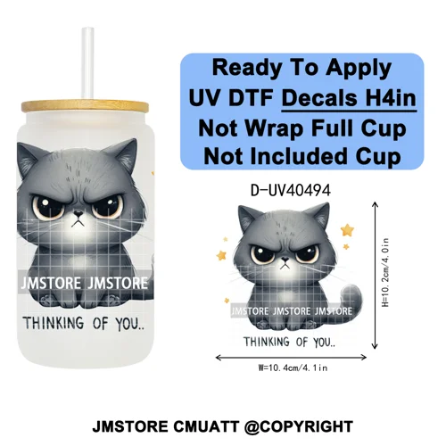 Funny Animal Quotes Sarcastic Dogs UV DTF Transfer Stickers Decals Ready To Apply Waterproof For 16OZ Libbey Glass Can Tumbler