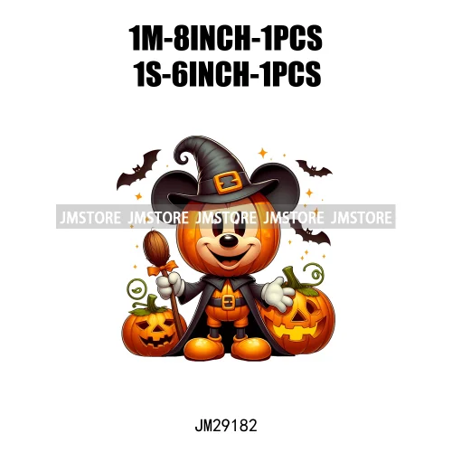 Cartoon Halloween Scary Cute Horror Characters Pumpkin Fall Vibes DTF Iron On Transfers Stickers Ready To Press For Clothing