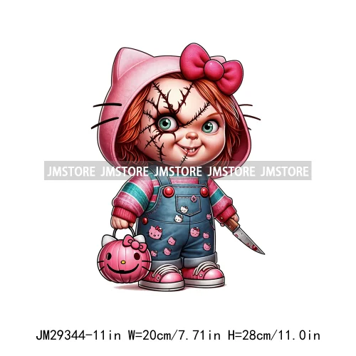 Cartoon Horror Character Halloween Vibes Pumpkin Killer Logos Iron On DTF Transfers Stickers Ready To Press For Hoodies