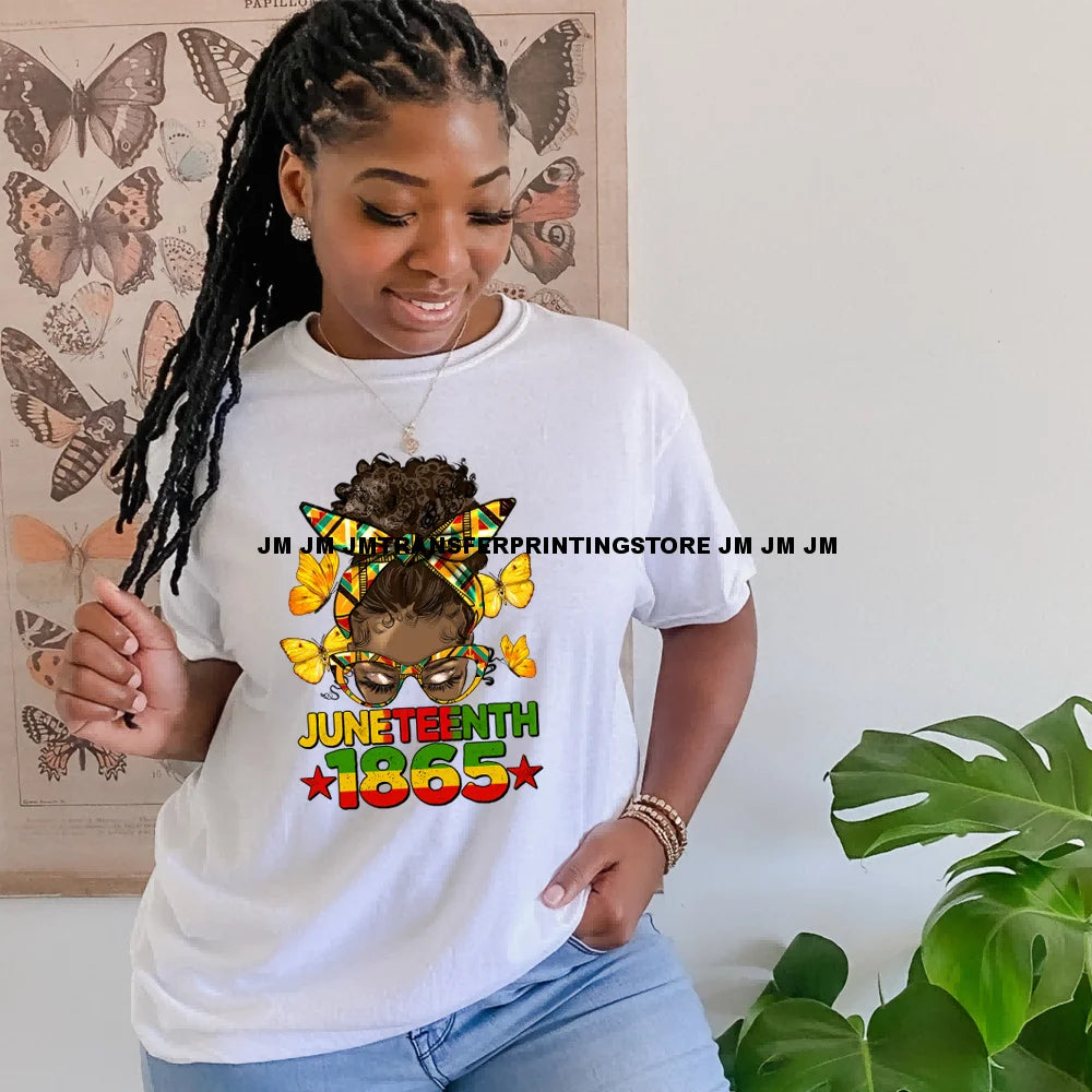 Steppin into Juneteenth Vibes Black History Independence Day Iron on DTF Heat Transfer Stickers Ready to Press for T-shirts Bags