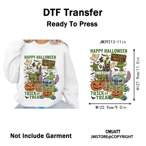 Cartoon Scary Monster Halloween Friends Season Printing Iron on DTF Washable Heat Transfers Stickers Ready to Press for Textile