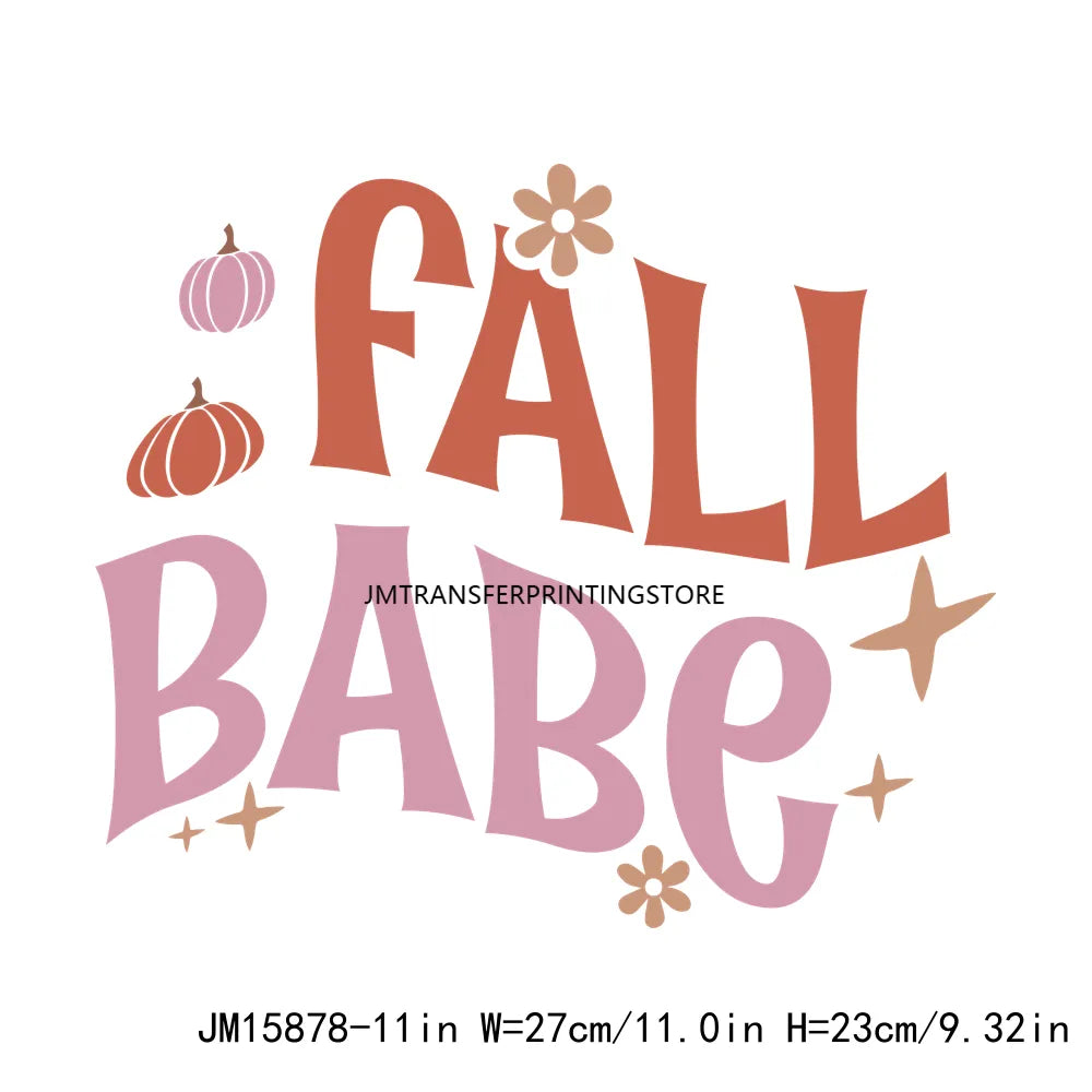 Hello Pumpkin Sweaters Bonfires DIY Logos Fall In The Air Autumn Vibes Iron On DTF Transfer Decals Ready To Press For T-Shirts