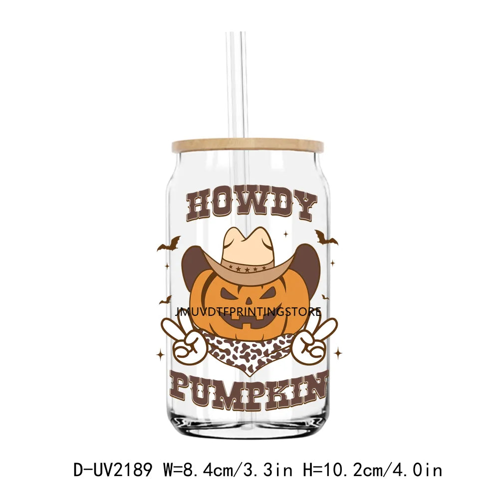 Howdy Pumpkin Boo Haw Halloween Momster UV DTF Transfers Stickers Decals For Libbey Cold Cups Mugs Tumbler Waterproof DIY Craft