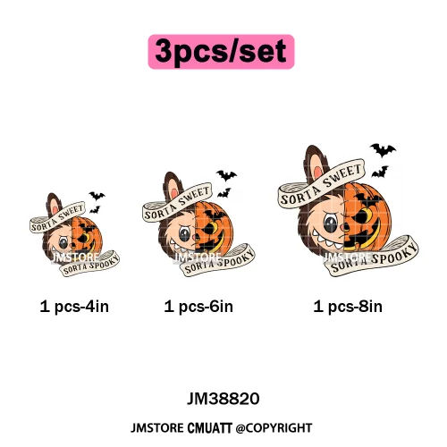 Sorat Sweet Sorat Spooky Cartoon Monster Halloween Designs Iron on DTF Washable Transfers Stickers Ready to Press for Hoodies