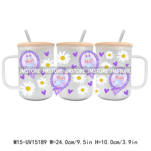 Cartoon Mirror Coquette 15OZ Glass Mug UV DTF Cup Wrap Ready To Apply Waterproof High Quality Custom Prints For Mugs Cup Tumbler