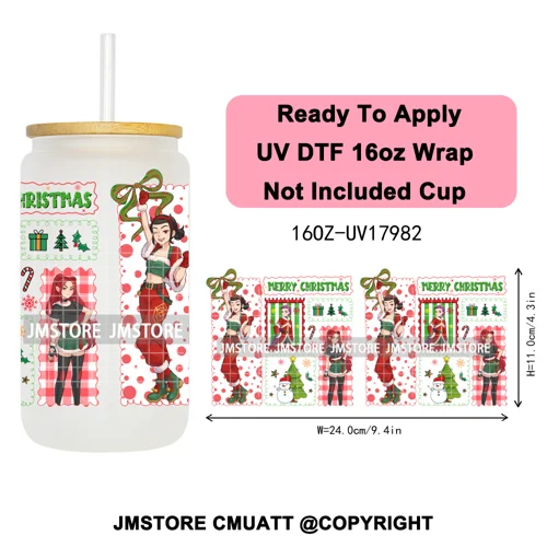 Christmas Edition Kpop Demon Festive Anime Girls UV DTF Stickers Ready To Apply Cup Wrap High Quality For 16OZ Libbey Can Glass