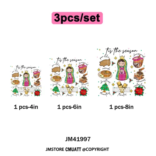 Feliz Navidad Mexican Christmas Concha Santa Latina Holiday Fiesta Iron on DTF Transfers Stickers Ready to Press for T-shirts