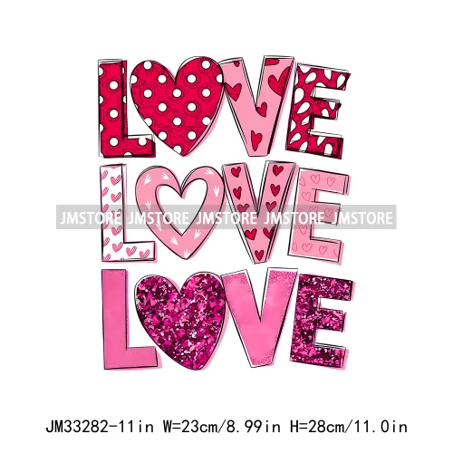 Colorful Love Heart Lips Coquette Happy Valentine's Day Iron On DTF Heat Press Transfers Stickers Ready To Press For Clothing