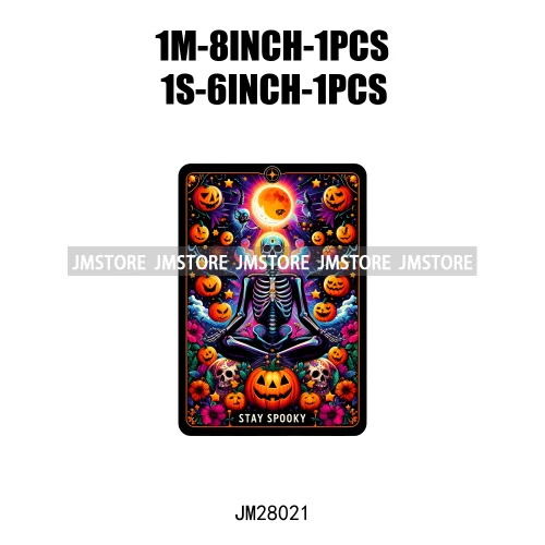 Custom Spooky Season Ghost Cycopath Skull Halloween Tarot Card DTF Iron On Heat Press Transfer Stickers Printing For Hoodies