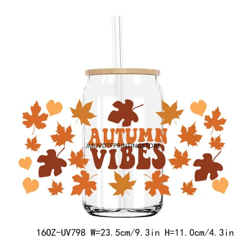 Thanksgiving Fall Thick And Juicy 16OZ UV DTF Cup Wrap Transfers Stickers Custom Labels DIY Waterproof Logo For Libbey Glass Can