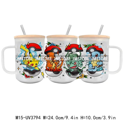 Cartoon Cars Halloween Pumpkin UV DTF Glass Can Wrap For 15OZ Mug Glass Cup Transfer Stickers DIY Custom Logo Label Best Friends