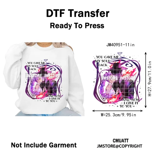 Cartoon Girl Dinner Kpop Merch Idol Band Group Music Movie Iron on DTF Washable Transfers Stickers Ready to Press for Textile