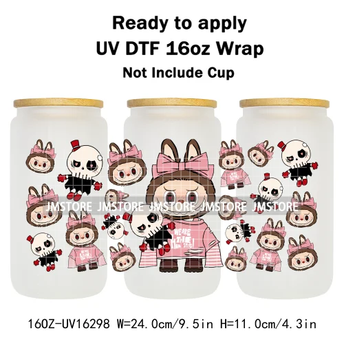Laboo Cute Cartoon Monsters Soda Coquette UV DTF Stickers Ready To Transfer Cup Wrap Custom Labels For Libbey Can Glass Tumbler