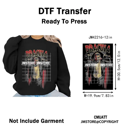 Cool Halftone Horror Killer Characters Scary Halloween Vibes Iron on DTF Washable Transfers Stickers Ready to Press for Clothes