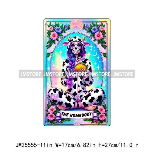 Colorful Artist Overthinker Dad Women Skeleton Thermal Logo  Tarot Card DTF Iron On Transfer Stickers Ready To Press For Hoodies