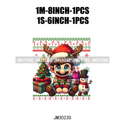 Cartoon Christmas Character Ugly Sweater Friends Deer Winter Holiday Gifts Iron On DTF Heat Press Transfers Stickers For Hoodies