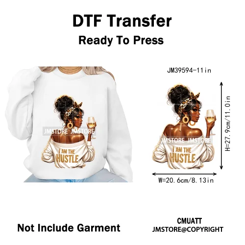 Fashion Afro Girls Pray Christian Black Boss Lady Printing Iron on DTF Washable Transfers Stickers Ready to Press for Clothes