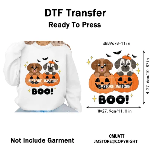 Sweet Spooky Ghost Boo Coquette Pumpkins Halloween Skeleton Iron on DTF Washable Transfers Stickers Ready to Press for T-shirts