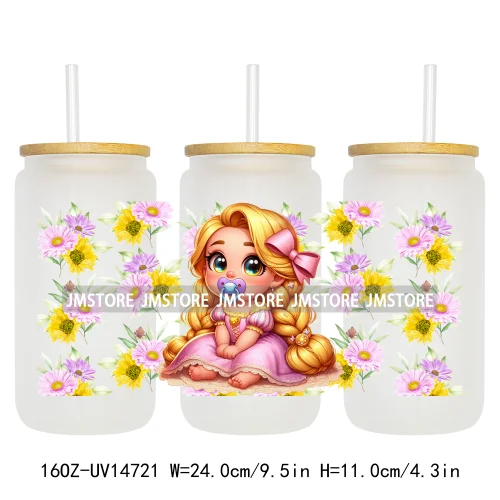 Magical Princess Bow Cartoon Girl 16OZ UV DTF Cup Wraps Ready To Apply Waterproof Transfer Stickers For Libbey Glass Can Tumbler