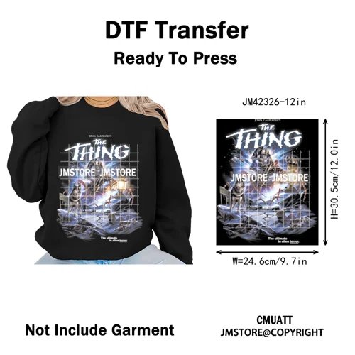 12in Retro Halftone Movie Halloween Spooky Popular Shows Iron on DTF Washable Transfers Stickers Ready to Press for Hoodies