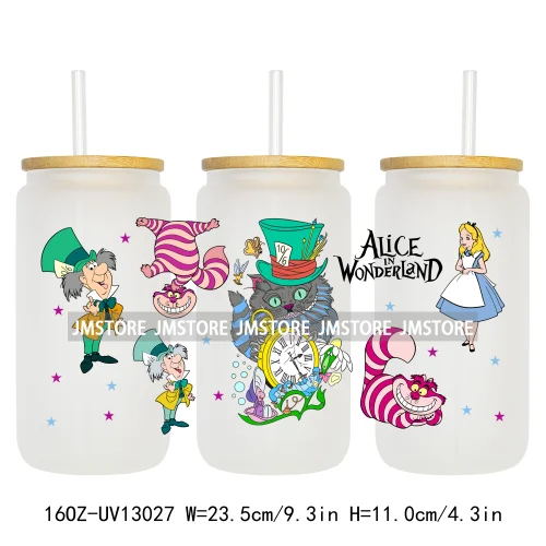 Cartoon Princess In Wonderland UV DTF Wraps Transfer Sticker Ready To Apply Waterproof Logo For 16OZ Libbey Glass Can Tumbler