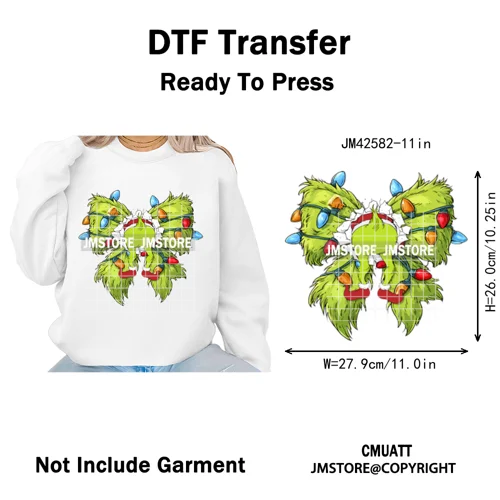Cute Cartoon Character Coffee Cup Coquette Candy Merry Christmas Iron on DTF Heat Transfers Stickers Ready to Press for Hoodies