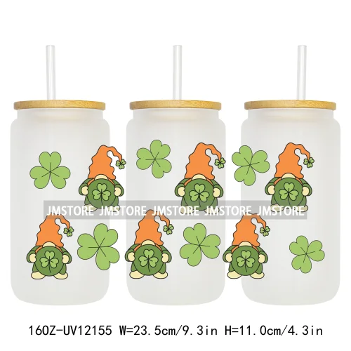 Coquette St Patrick's Day Lucky Shamrock 16OZ UV Cup Wrap DTF Transfer Stickers For Libbey Glass Can Cups Tumbler Custom Prints