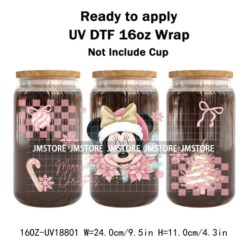 Cartoon Christmas Gingerbread Cookie 16OZ UV DTF Cup Wraps Ready To Apply Waterproof Transfer Stickers For Libbey Glass Can Mugs