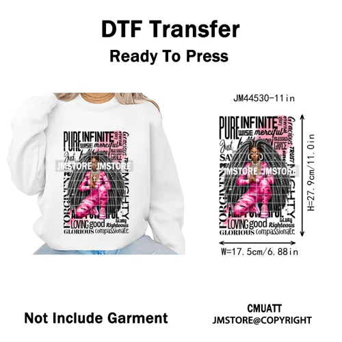 Afro Girls Prayer Jesus Faith Love Magic Christian Women Iron on Washable DTF Heat Transfers Stickers Ready to Press for Clothes