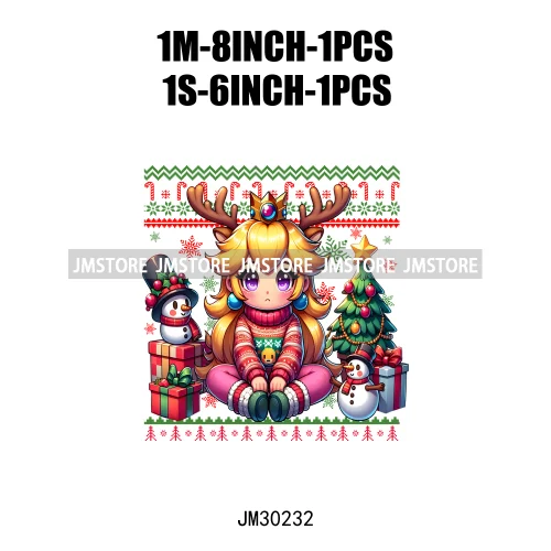 Cartoon Christmas Character Ugly Sweater Friends Deer Winter Holiday Gifts Iron On DTF Heat Press Transfers Stickers For Hoodies
