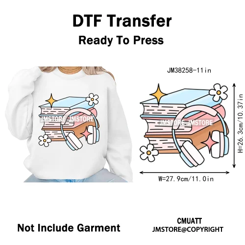 Funny Bookish Things Kindle Girlie TBR Read Books Lover Positive Quotes Iron on DTF Transfer Stickers Ready to Press for Textile